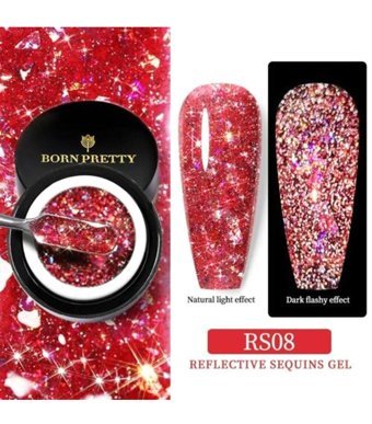Born Pretty RS08 Kırmızı Kalıcı Simli Pullu Oje