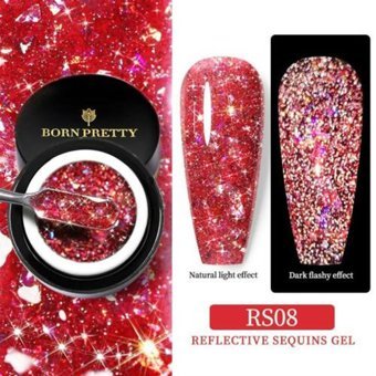 Born Pretty RS08 Kırmızı Kalıcı Simli Pullu Oje