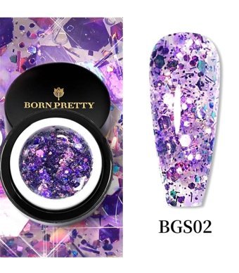 Born Pretty BGS02 Mor Kalıcı Simli Parlak Oje