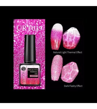UrSugar URT039 Pembe Kalıcı Simli Parlak Oje