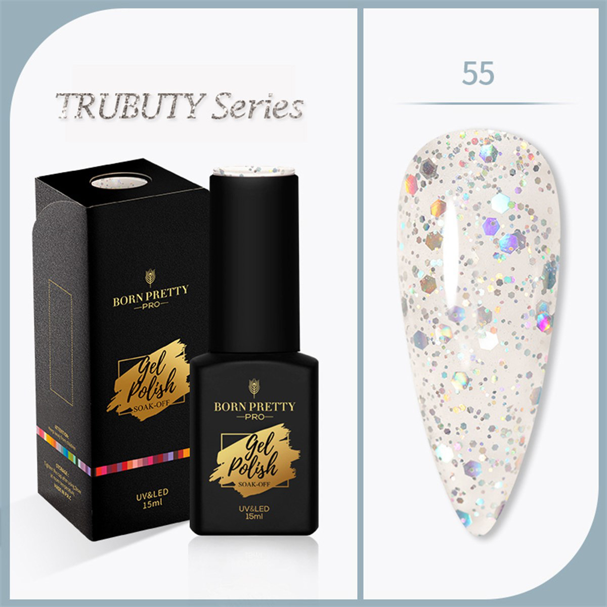 Born Pretty 55 Beyaz Kalıcı Simli Parlak Oje
