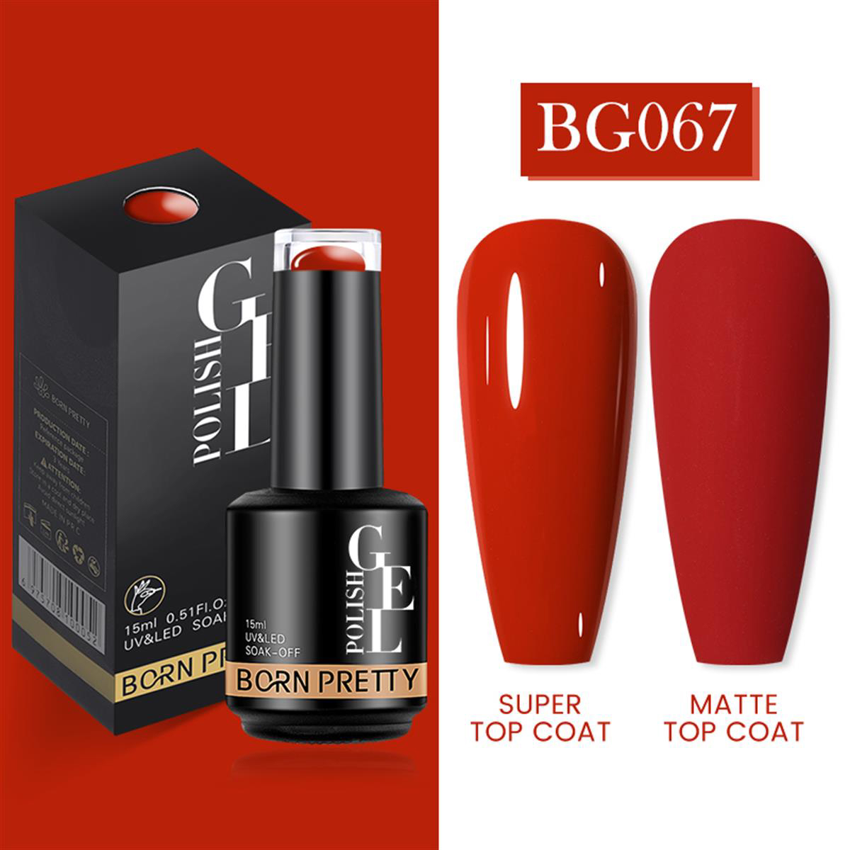 Born Pretty BG067 Kırmızı Kalıcı Mat Oje