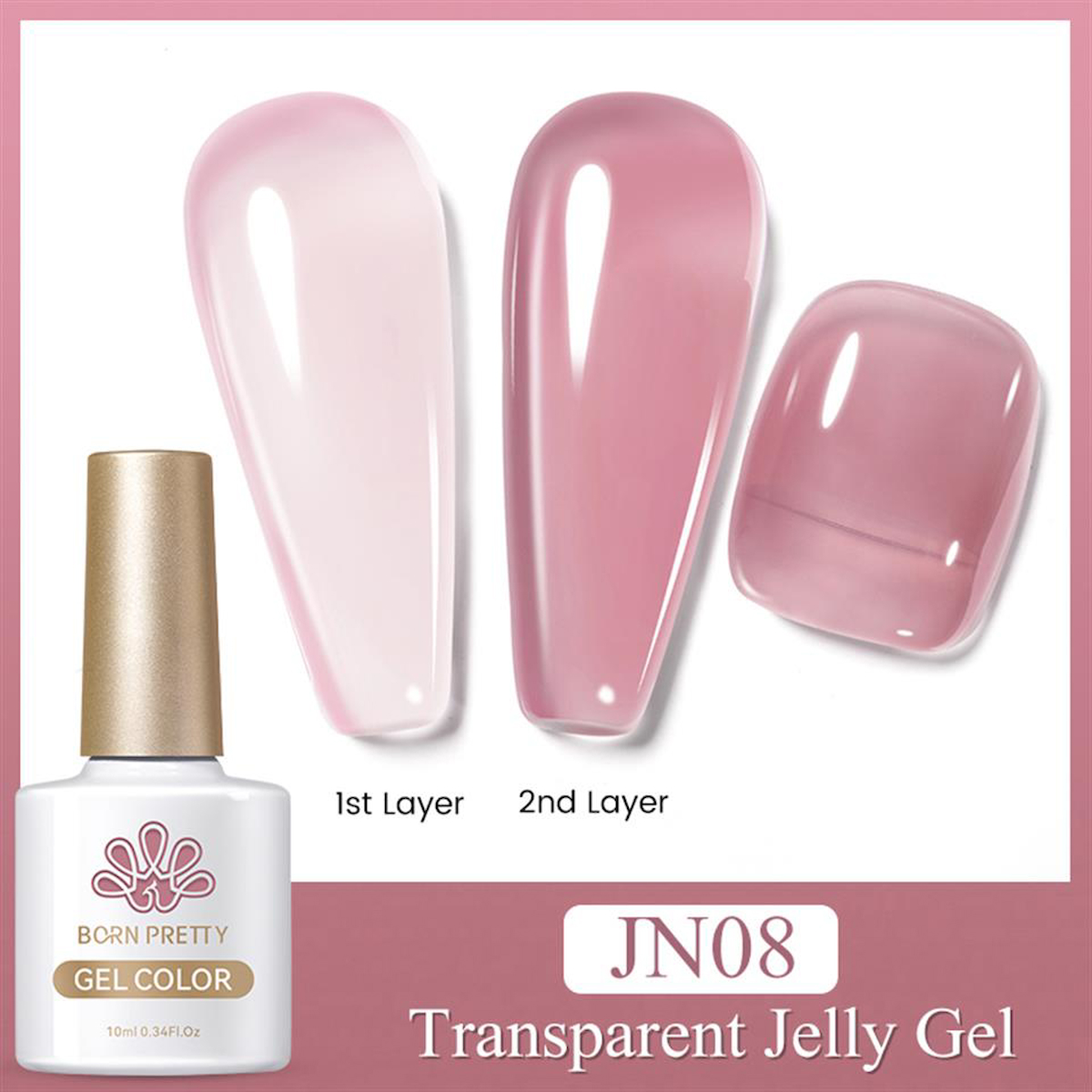Born Pretty JN08 Pembe Kalıcı Jelly Oje