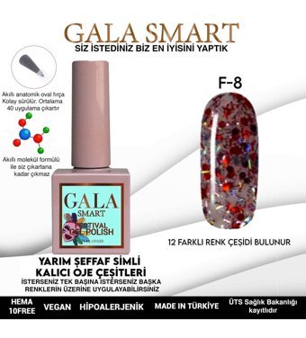 Gala Smart F8 Çok Renkli Kalıcı Simli Oje