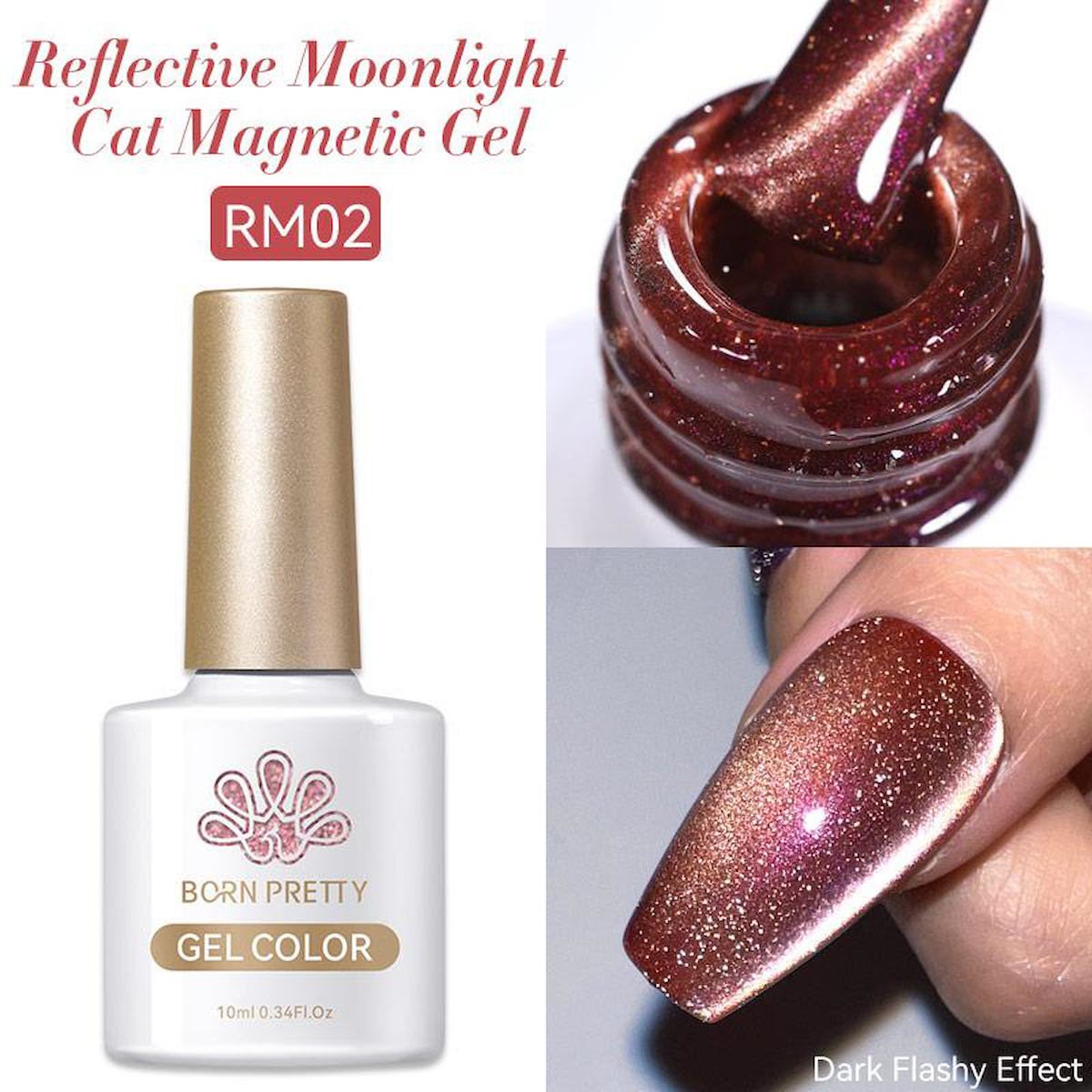 Born Pretty RM02 Bordo Kalıcı Simli Parlak Oje