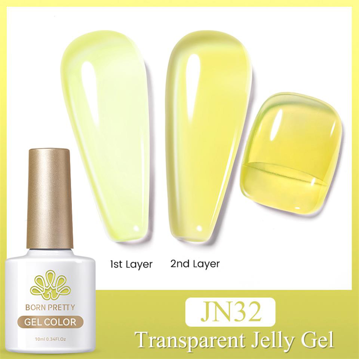 Born Pretty JN32 Sarı Kalıcı Jelly Oje