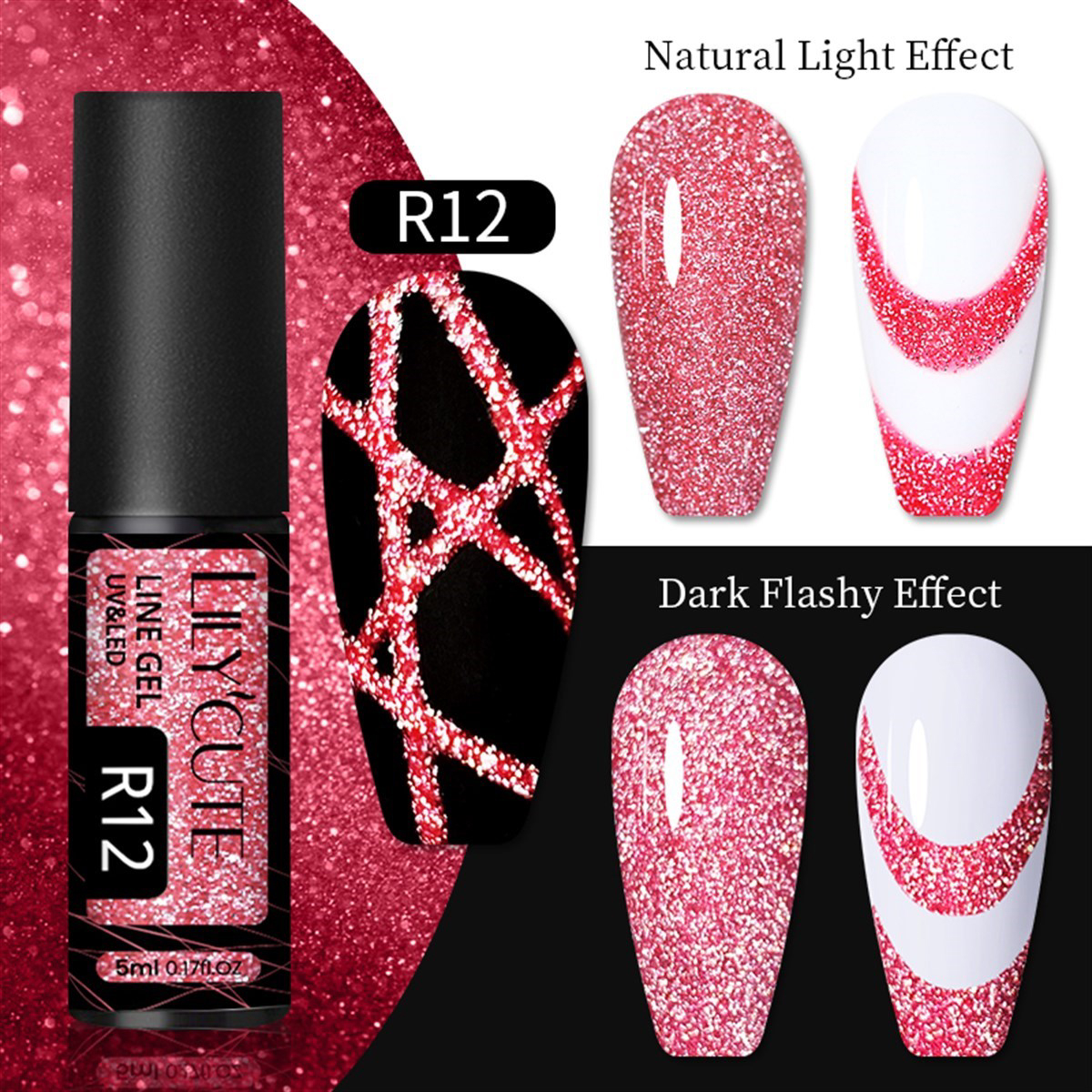 Lily Cute R012 Pembe Kalıcı Simli Parlak Oje