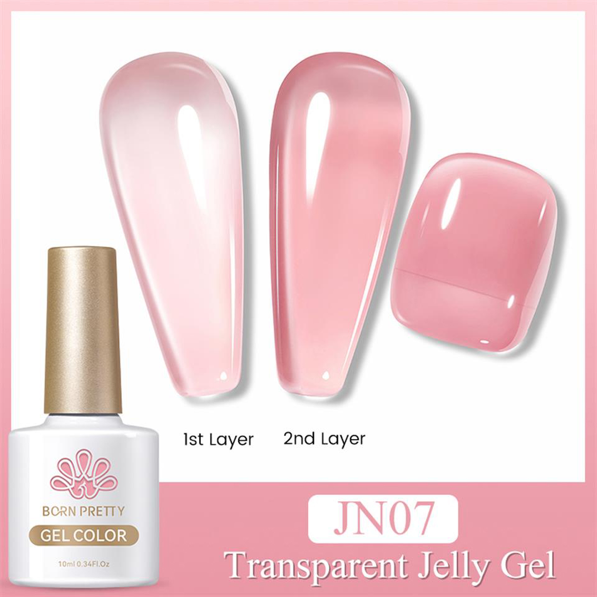 Born Pretty JN07 Pembe Kalıcı Jelly Oje