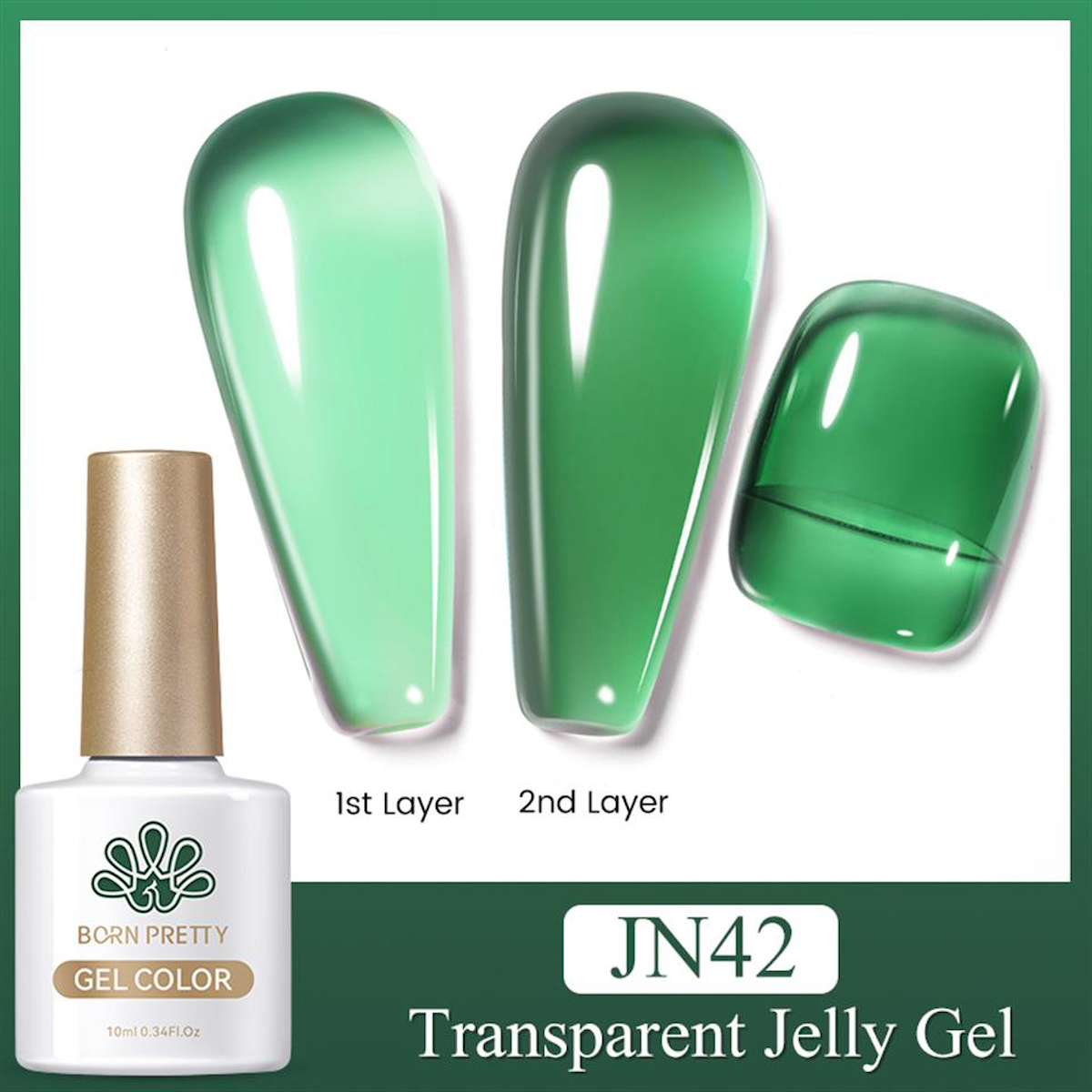 Born Pretty JN42 Yeşil Kalıcı Jelly Oje