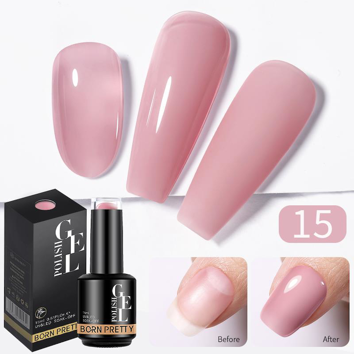 Born Pretty 15 Pembe Kalıcı Düz Oje