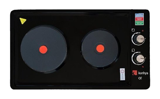 Kunhya 1002-1 Elektrikli Emaye 2 Gözlü Siyah Set Üstü Ocak