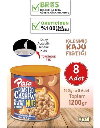 Paşa Kuruyemiş Kavrulmuş Tuzlu Kaju 8x150 gr