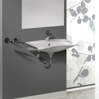 Turkuaz Seramik Cerastyle Bedensel Engelli Klasik Tekli 60 cm Seramik Tezgah Üstü Dikdörtgen Lavabo Beyaz