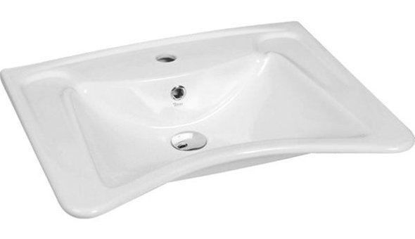 Turkuaz Seramik Cerastyle Bedensel Engelli Klasik Tekli 60 cm Seramik Tezgah Üstü Dikdörtgen Lavabo Beyaz