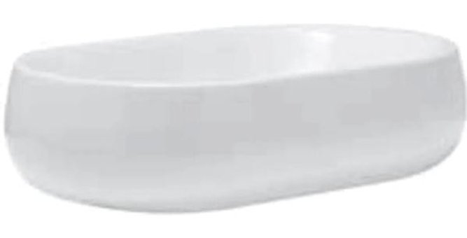 Kale Nuvola Dekoratif Tekli 75 cm Seramik Tezgah Üstü Oval Lavabo Beyaz