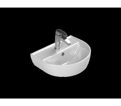 Turkuaz Seramik Bella Dekoratif Tekli 45 cm Seramik Tezgah Üstü Oval Lavabo Beyaz