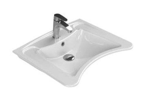 Turkuaz Seramik BD060 Bedensel Engelli Dekoratif Tekli 60 cm Seramik Tezgah Üstü Dikdörtgen Lavabo Beyaz