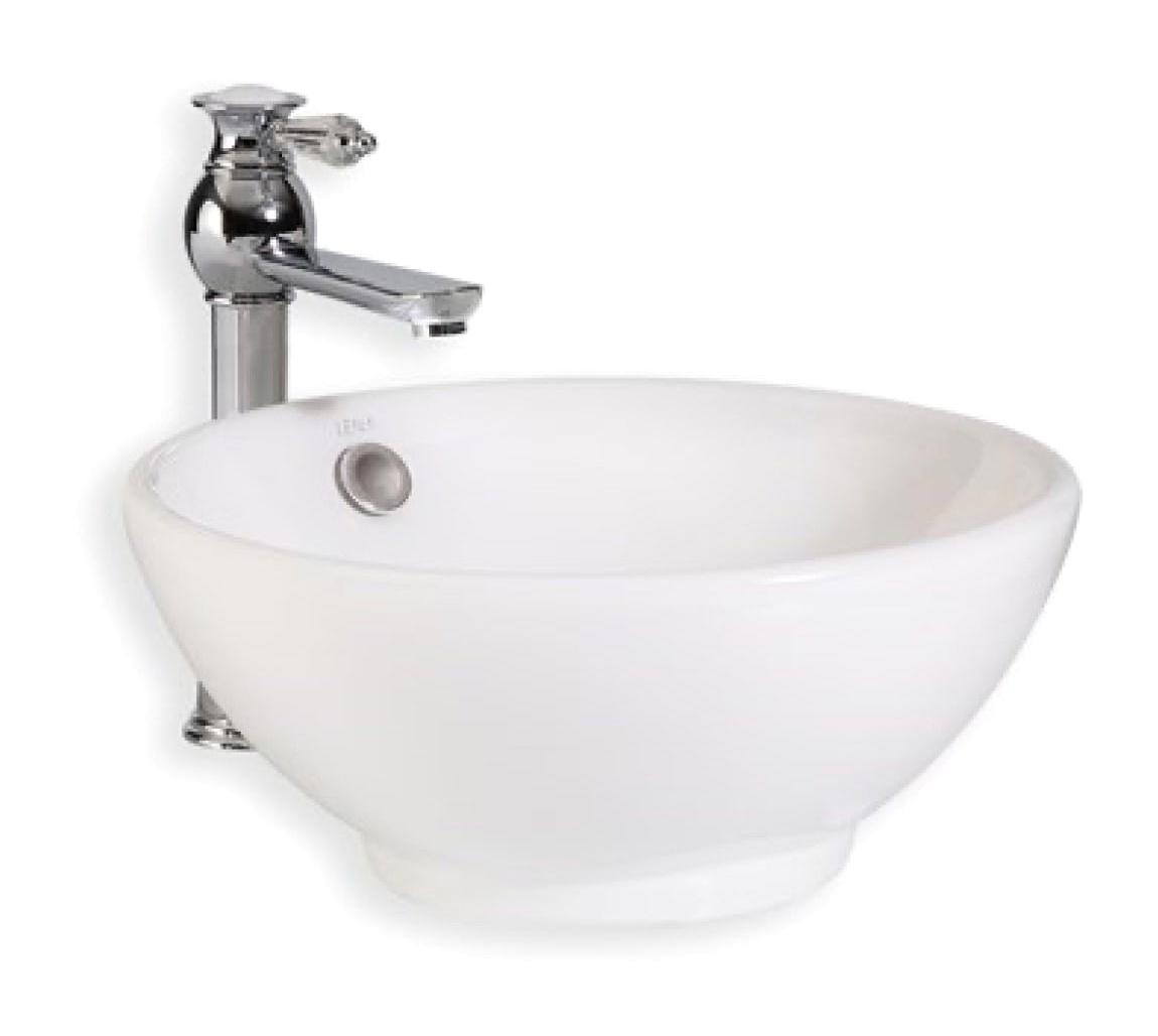 Lena E-5030 Dekoratif Tekli 50 cm Porselen Tezgah Üstü Oval Lavabo Beyaz