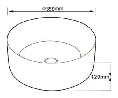 Lena E-7026 Dekoratif Tekli 35 cm Porselen Tezgah Üstü Yuvarlak Lavabo Füme