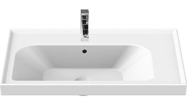 Turkuaz Seramik Cerastyle Frame Klasik Tekli 70 cm Seramik Tezgah Üstü Dikdörtgen Lavabo Beyaz