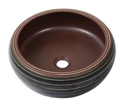 Newarc Dekoratif Tekli 41 cm Porselen Tezgah Üstü Çanak Lavabo Kahverengi