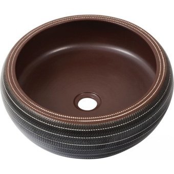 Newarc Dekoratif Tekli 41 cm Porselen Tezgah Üstü Çanak Lavabo Kahverengi