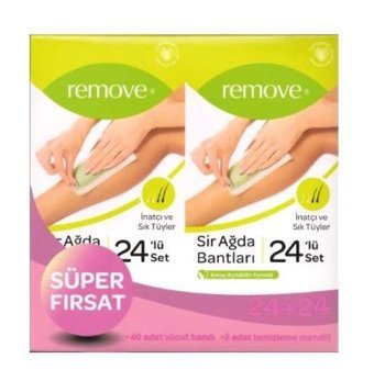 Remove İnatçı ve Sık Tüyler 2x24 Adet Tüm Vücut Ağda Bandı