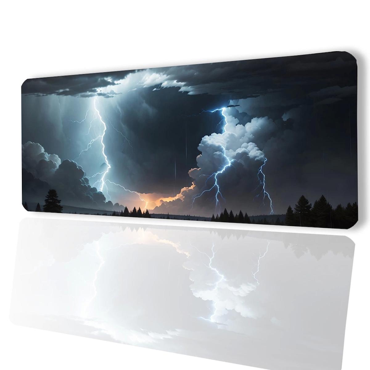 SonicTouch Göklerin Ay Yıldızı Şimşek Temalı 32x70 cm Gaming Mousepad Siyah