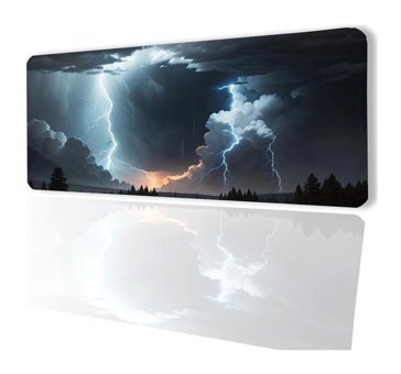 SonicTouch Göklerin Ay Yıldızı Şimşek Temalı 32x70 cm Gaming Mousepad Siyah