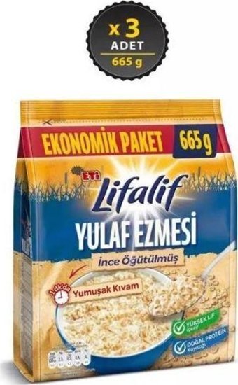 Eti Lifalif Ekonomik Paket Sade Yulaf Ezmesi 3x665 gr