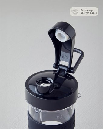 English Home KBL 3010 Shake Away 570 ml Plastik Kişisel Çift Bıçaklı Tekli Mini Smoothie Blender Siyah-Krom