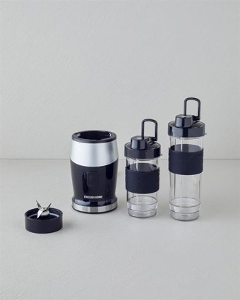 English Home KBL 3010 Shake Away 570 ml Plastik Kişisel Çift Bıçaklı Tekli Mini Smoothie Blender Siyah-Krom