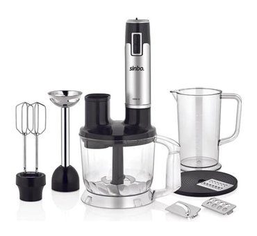 Sinbo SHB-3114 1500 ml Plastik Turbolu Çift Bıçaklı 5'li Büyük Blender Seti Gri