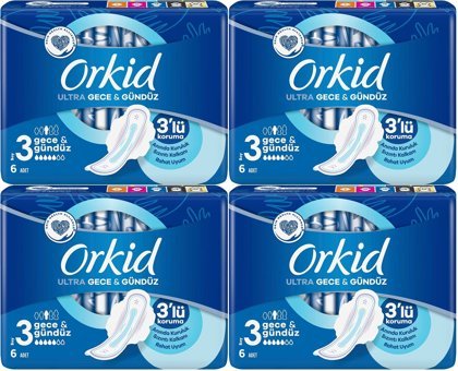Orkid Ultra Gece & Gündüz 6'lı Hijyenik Ped 4 Adet