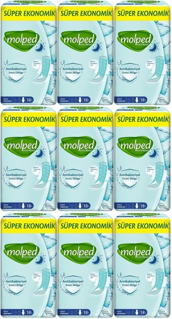 Molped Extra Hijyen Antibakteriyel Gece 18'li Hijyenik Ped 9 Adet