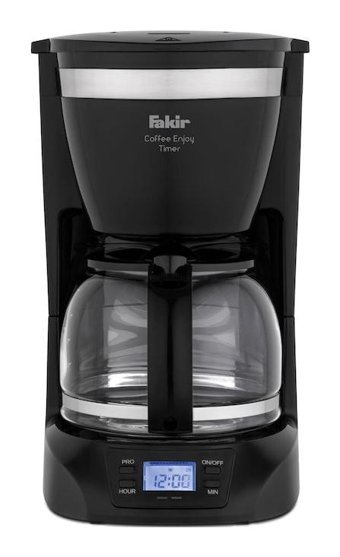 Fakir Coffee Enjoy Timer Zaman Ayarlı Paslanmaz Çelik Filtreli Karaf 1.25 lt Hazne Kapasiteli 10 Fincan 800 W Siyah Filtre Kahve Makinesi