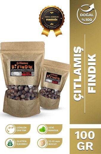 Bi Fındık Kavrulmuş Tuzlu Organik Glutensiz Tane Giresun Kabuklu Fındık 3x100 gr