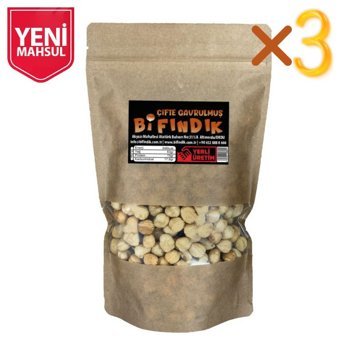 Bi Fındık Çifte Kavrulmuş Tuzsuz Tane Giresun İçi Fındık 3x150 gr
