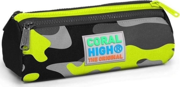 Coral High 22331 Yeşil Düz Bez 3 Gözlü Kalemlik