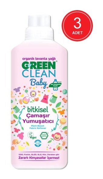 U Green Clean Lavanta Yağlı Organik 3x1 lt Sıvı Yumuşatıcı