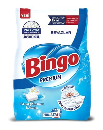 Bingo Premium Beyazlar İçin 58 Yıkama Toz Deterjan 7 kg