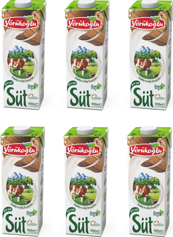 Yörükoğlu Yarım Yağlı Pastörize Süt 6x1 lt
