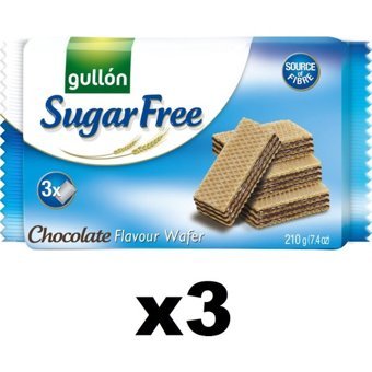 Gullon Şekersiz Çikolatalı Gofret 3x210 gr