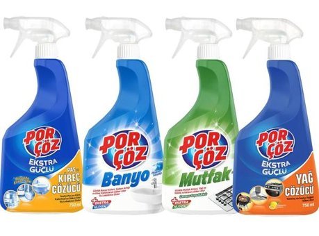 Porçöz Mega Set Sprey Mutfak ve Banyo Temizleyici 4x750 ml