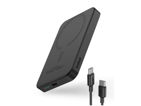 Baseus 5000 mAh Hızlı Şarj Mıknatıslı USB C Powerbank Siyah