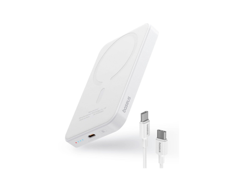 Baseus 5000 mAh Hızlı Şarj Mıknatıslı USB C Powerbank Beyaz