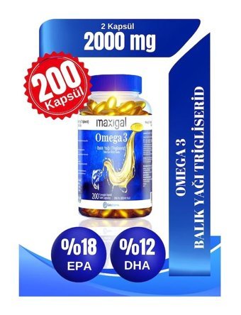 Maxigal Omega 3 Balık Yağı Kapsül 200 Adet