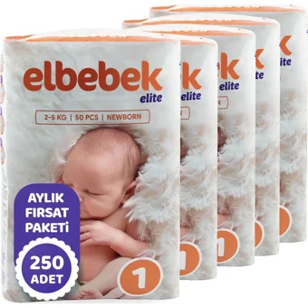 Elbebek Elite Yenidoğan Yenidoğan Cırtlı Bebek Bezi 250 Adet