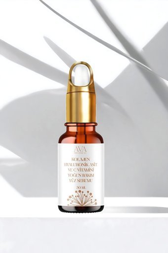 Ava Bio Cosmetics Yoğun Bakım C Vitaminli Kolajenli Yüz Dolgunlaştıran Canlandırıcı Yaşlanma Karşıtı Kırışıklık Karşıtı Jel Yüz Serumu 30 ml
