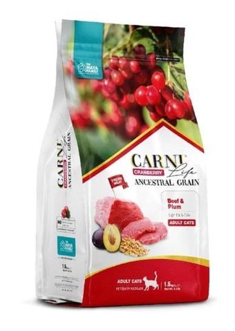 Carni-Life Erikli-Sığır Etli Yetişkin Kuru Kedi Maması 1.5 kg